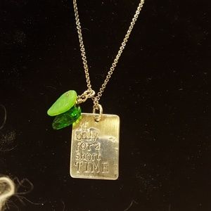 Sterling silver necklace with charm and natural st